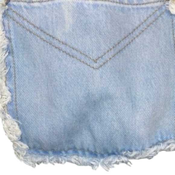 Ragged Women’s SZ 10 Blue Button Fly Patchwork High Rise Wide Leg Denim Distress - Picture 4 of 9